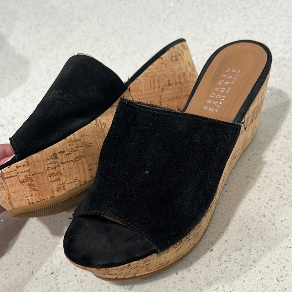 Black Suede Wedge Sandals